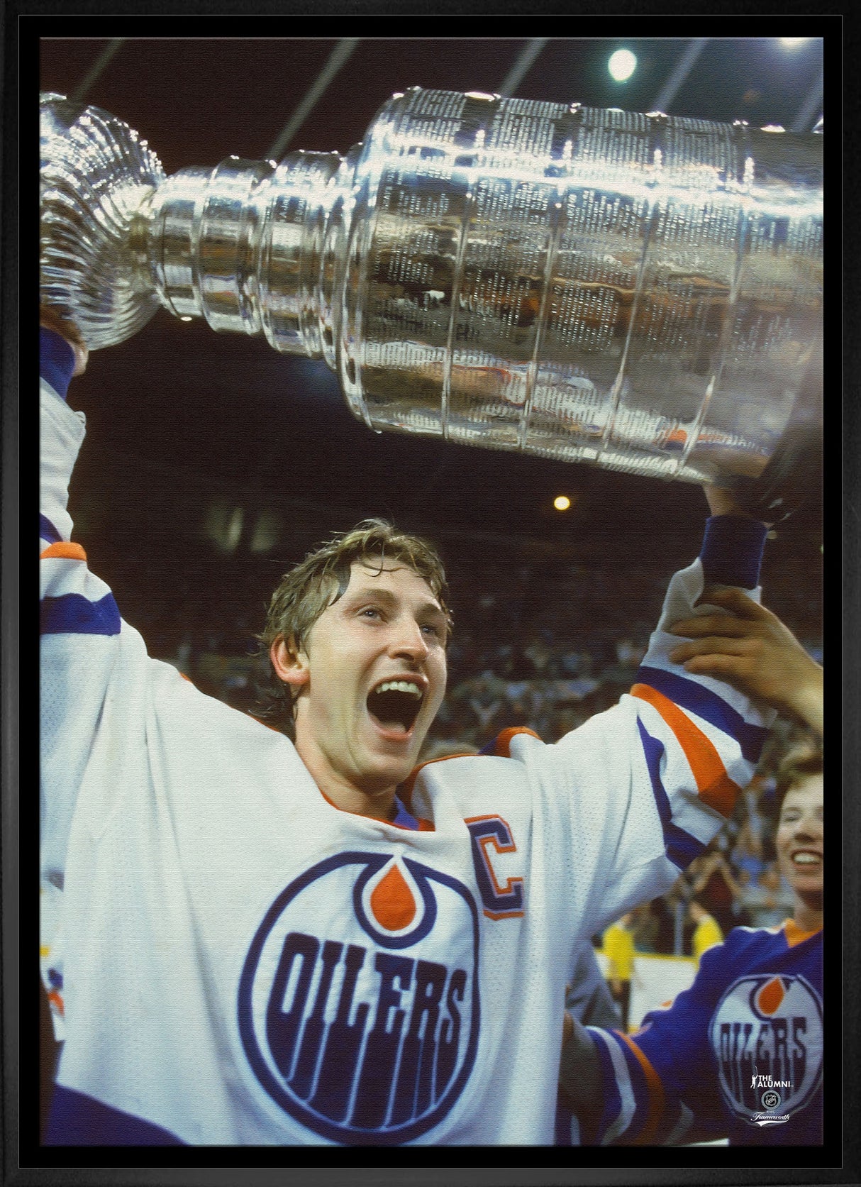 Wayne Gretzky 20x29 Framed Canvas Oilers Stanley Cup-V