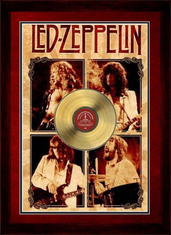 Led Zeppelin Framed Parchment With Gold LP - Frameworth Sports Canada