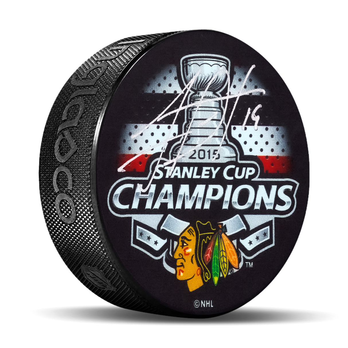 Jonathan Toews Chicago Blackhawks Signed 2015 Stanley Cup Champions Puck