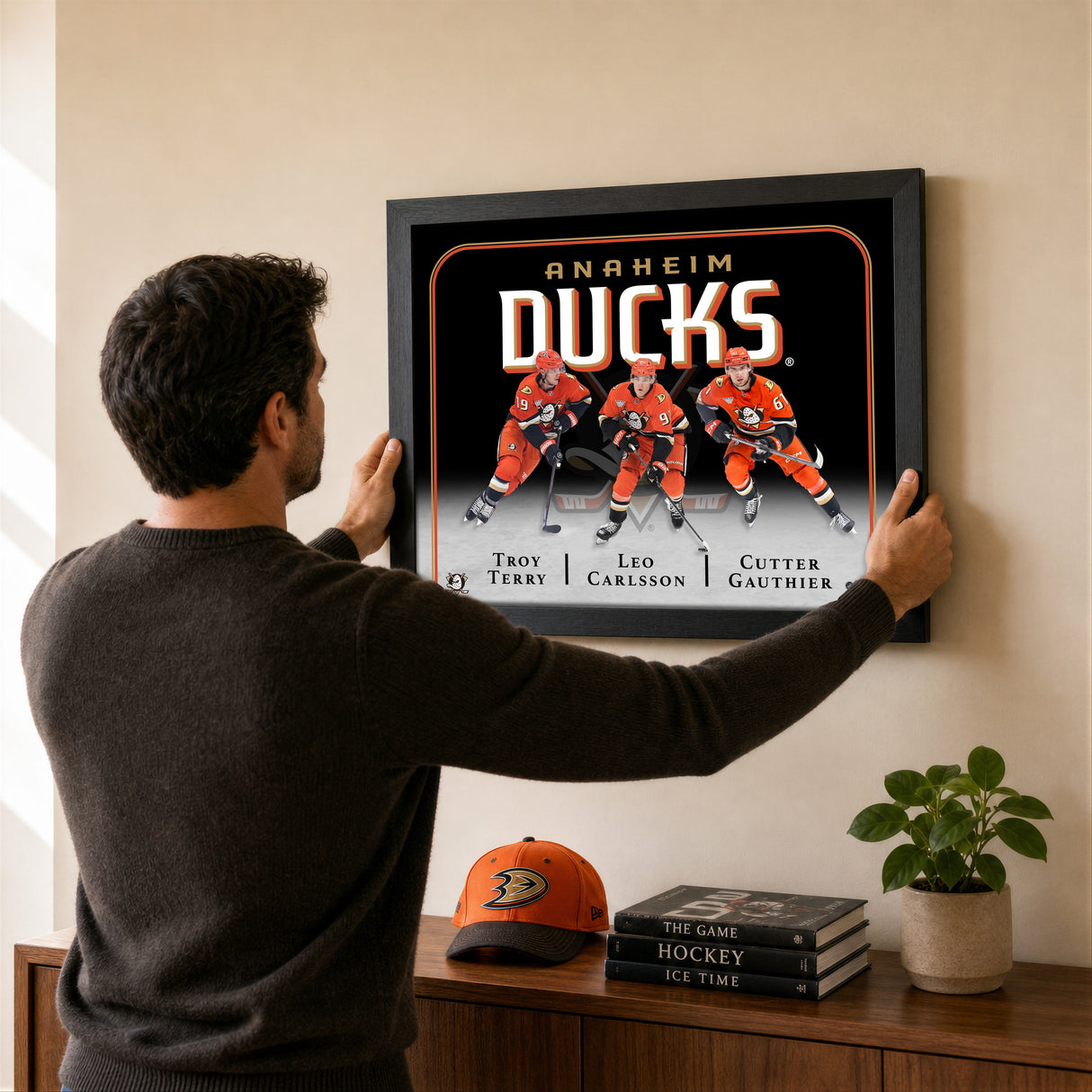Anaheim Ducks Triple Player Collage PhotoGlass Frame 18x22
