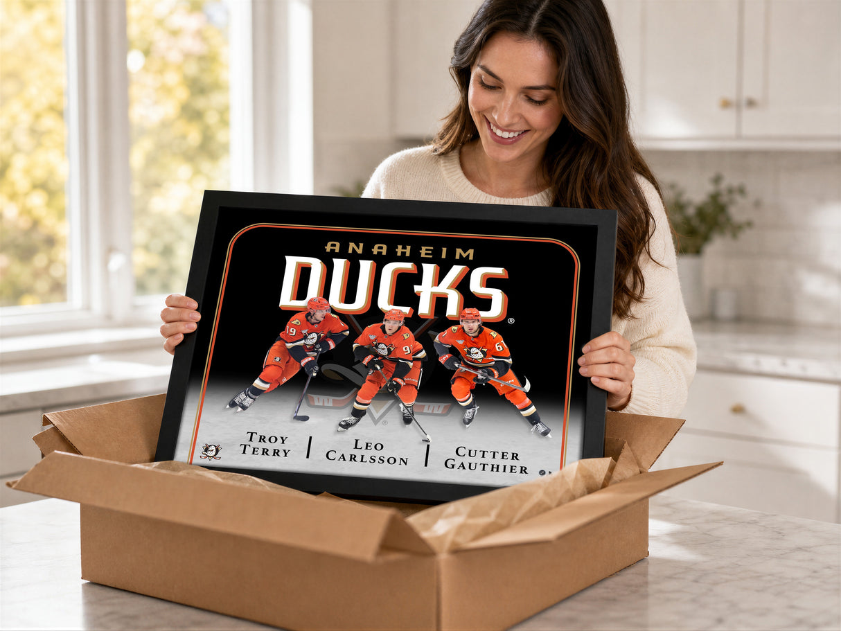 Anaheim Ducks Triple Player Collage PhotoGlass Frame 18x22