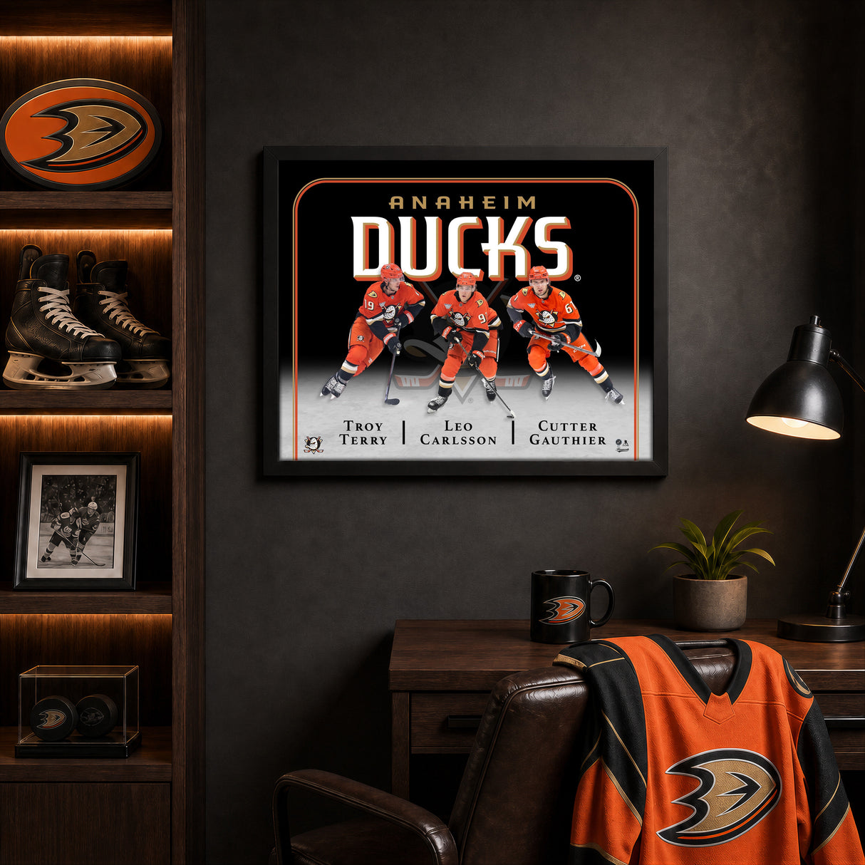 Anaheim Ducks Triple Player Collage PhotoGlass Frame 18x22