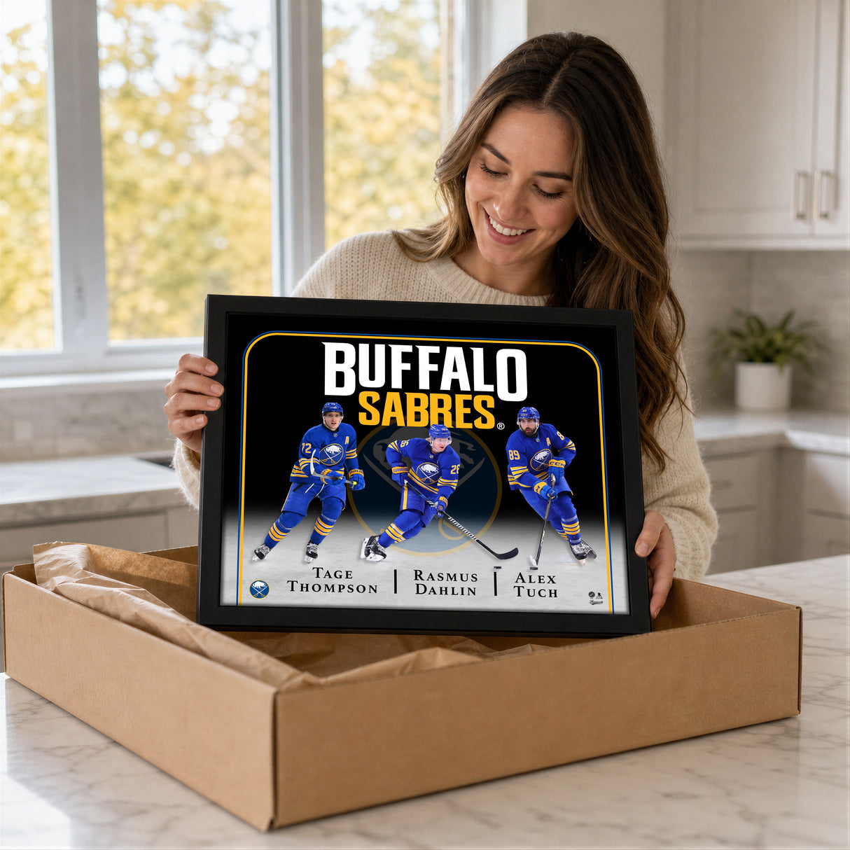 Buffalo Sabres Triple Player Collage PhotoGlass Frame 18x22