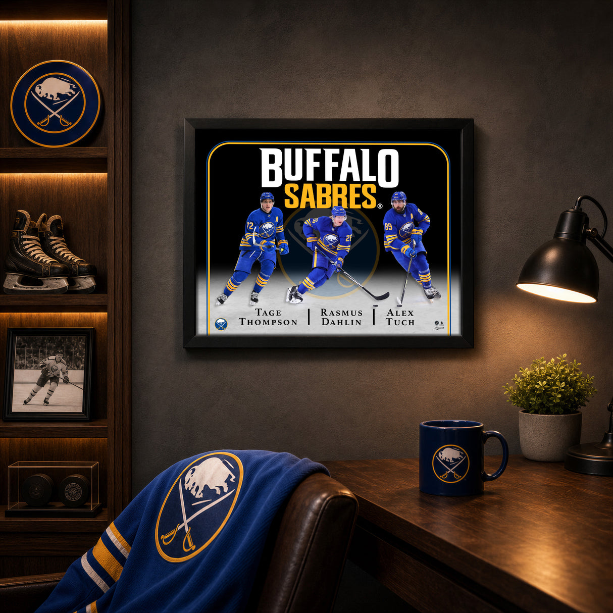 Buffalo Sabres Triple Player Collage PhotoGlass Frame 18x22
