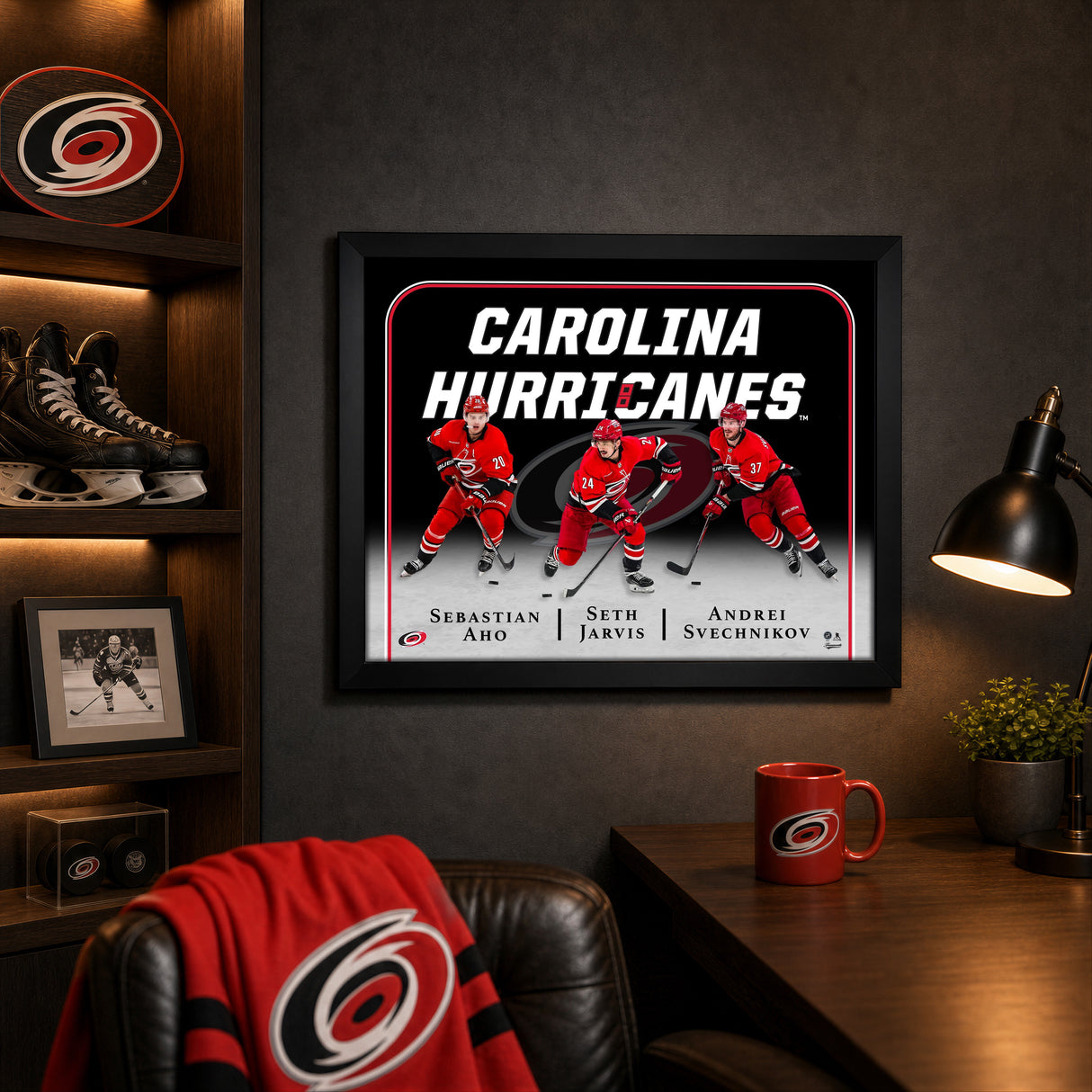 Carolina Hurricanes Triple Player Collage PhotoGlass Frame 18x22