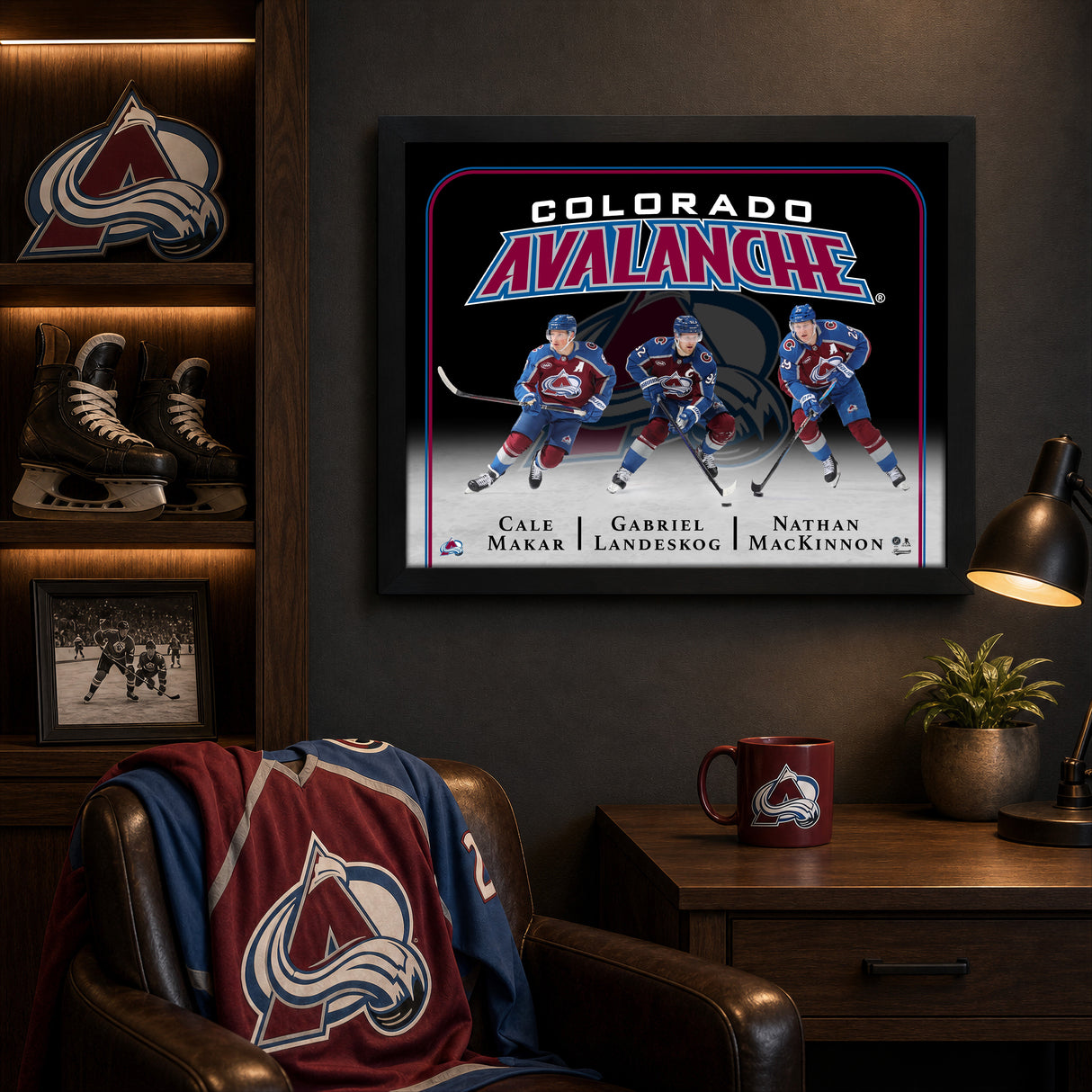 Colorado Avalanche Triple Player Collage PhotoGlass Frame 18x22