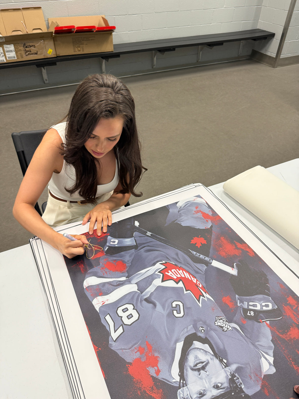 Sidney Crosby and Kait Schoeb Dual Signed Framed 22.5x30 2025 Four Nations Canvas (Limited Edition of 25)