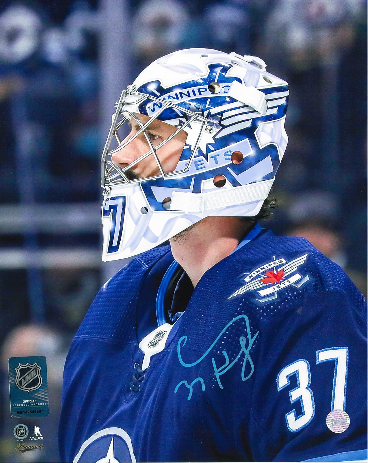 Connor Hellebuyck Signed 8x10 Unframed Photo Winnipeg Jets Close Up-V