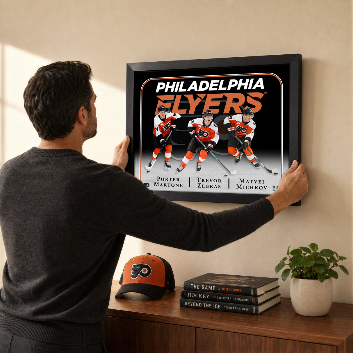 Philadelphia Flyers Triple Player Collage PhotoGlass Frame 18x22