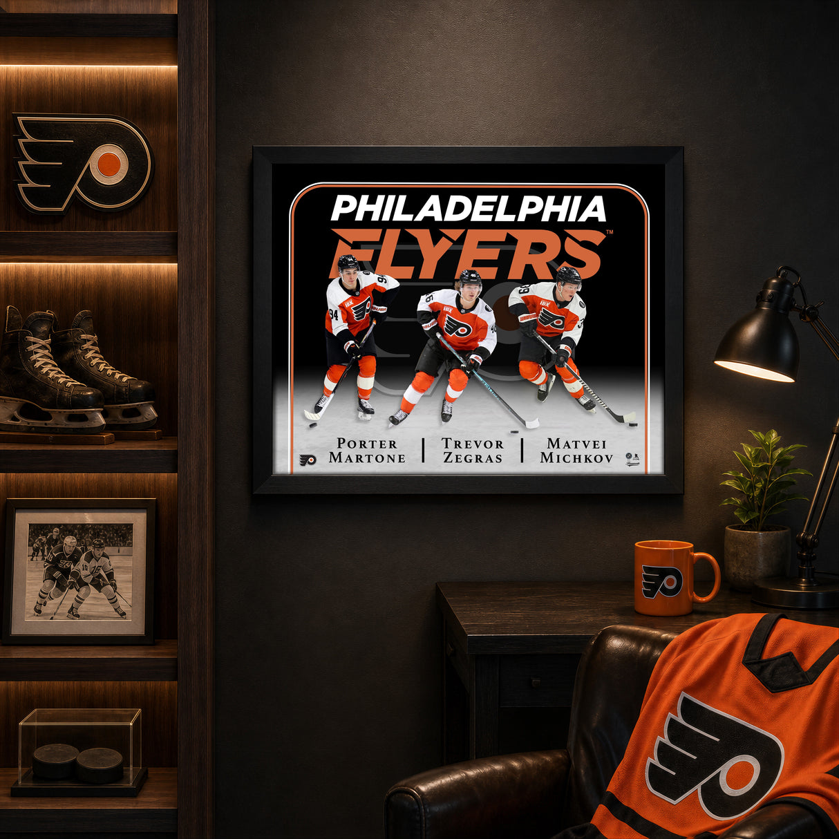 Philadelphia Flyers Triple Player Collage PhotoGlass Frame 18x22