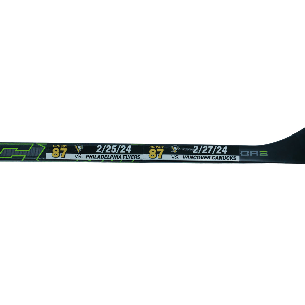 Sidney Crosby Signed Pittsburgh Penguins Multi-Game Used Stick vs Philadelphia Flyers (2/25/24) and Vancouver Canucks (2/27/24) (ST-206)