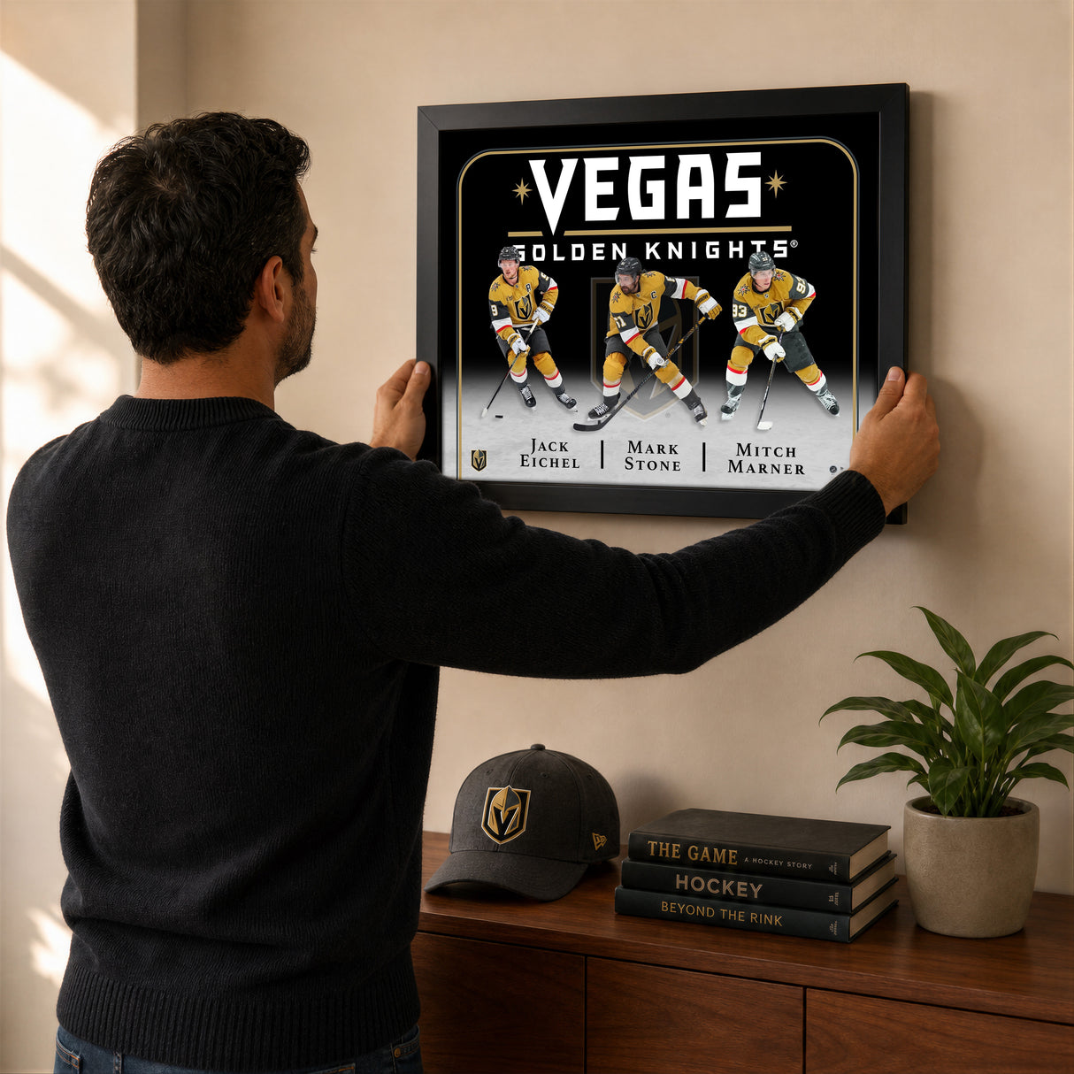 Vegas Golden Knights Triple Player Collage PhotoGlass Frame 18x22