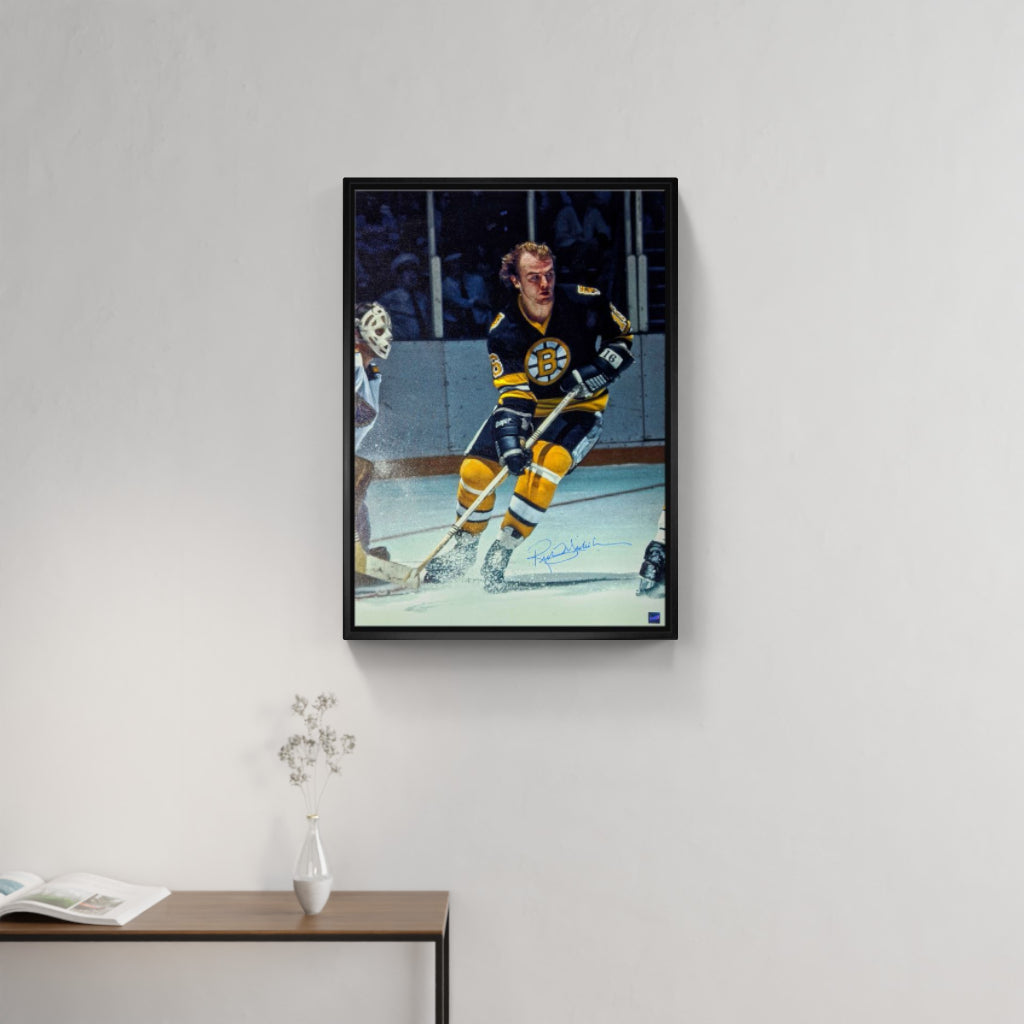 Rick Middleton Boston Bruins Signed Framed Front of Blues Goalie 20x29 Canvas - Frameworth Sports Canada