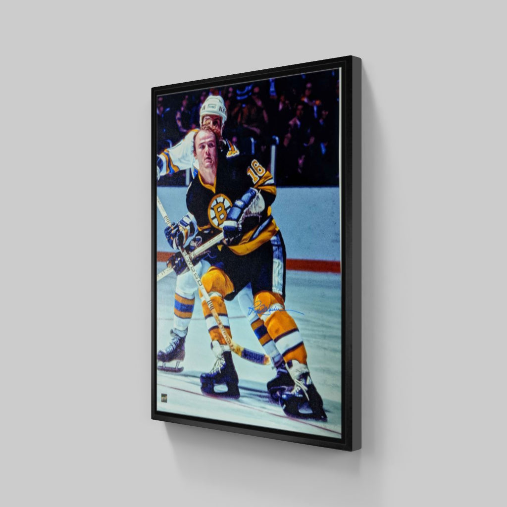 Rick Middleton Boston Bruins Signed Framed Black Jersey in Action 20x29 Canvas - Frameworth Sports Canada