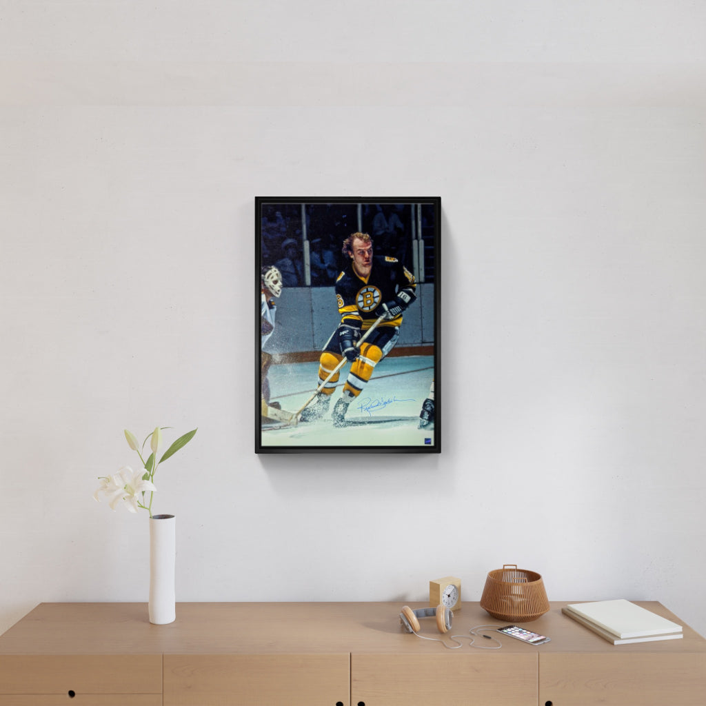 Rick Middleton Boston Bruins Signed Framed Front of Blues Goalie 20x29 Canvas - Frameworth Sports Canada