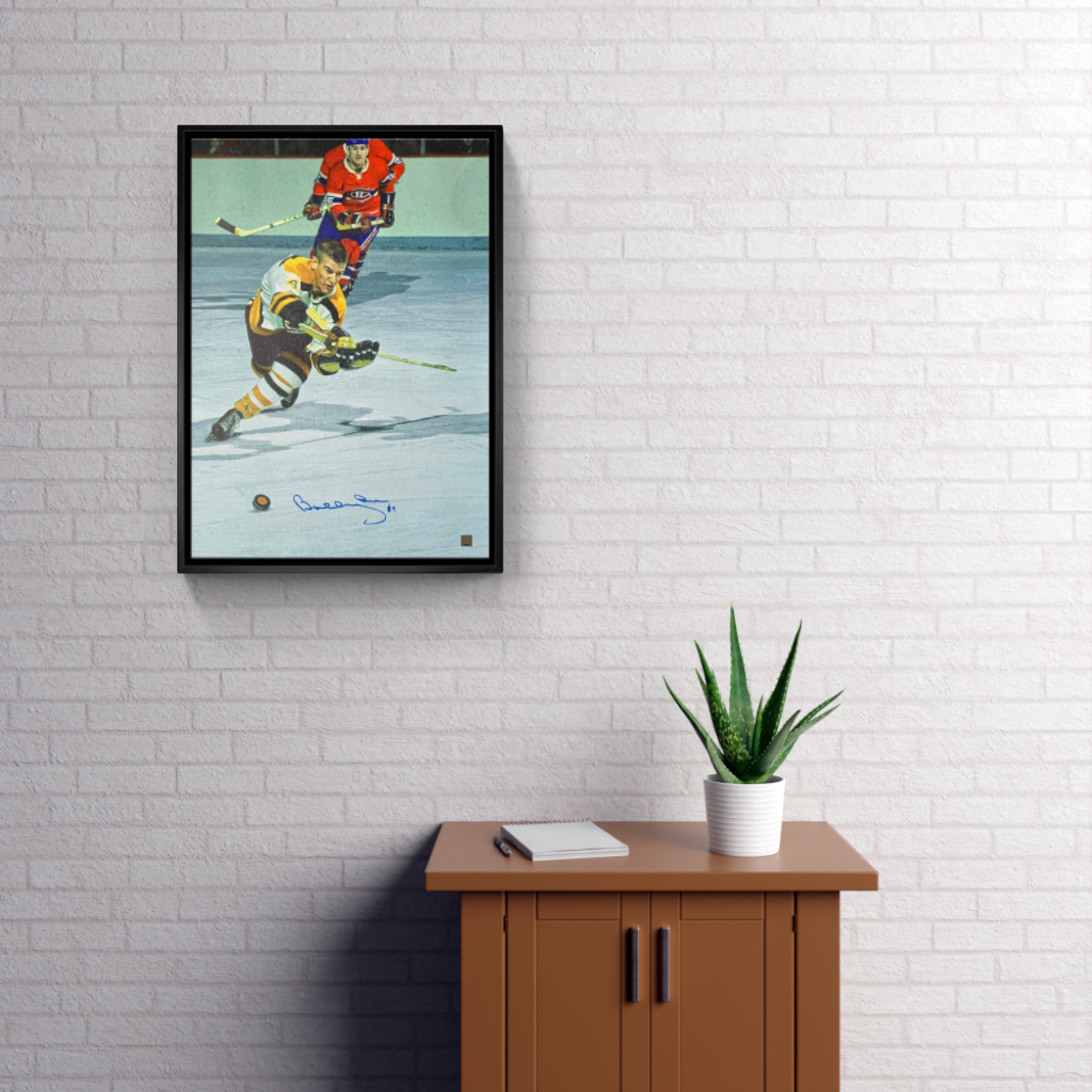 Bobby Orr Boston Bruins Signed Framed 20x29 Shooting Canvas - Frameworth Sports Canada