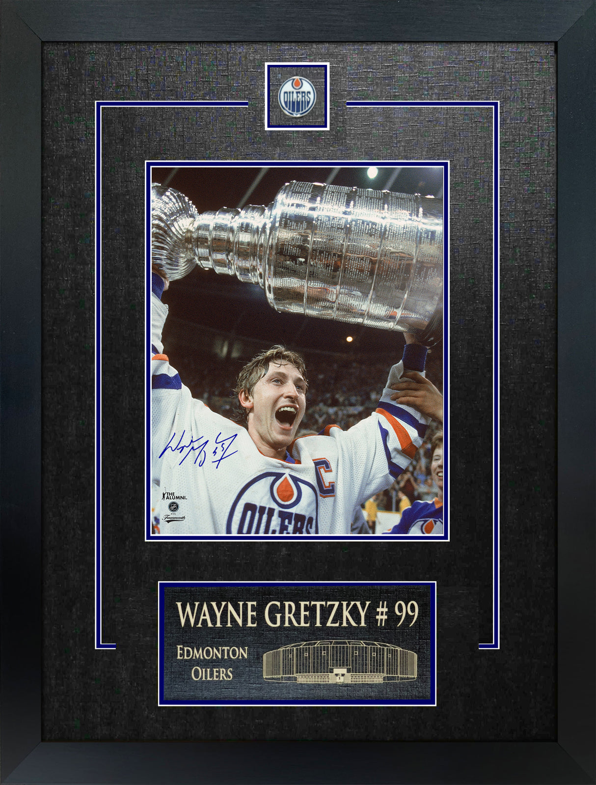 Wayne Gretzky Signed Framed 8x10 Edmonton Oilers Cup Raising-V