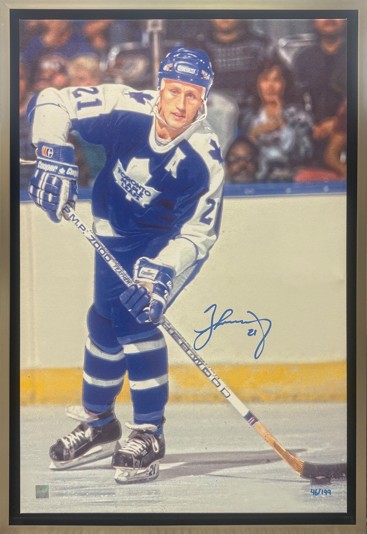 Borje Salming Signed Toronto Maple Leafs Framed 20x29 Canvas - AUCTION