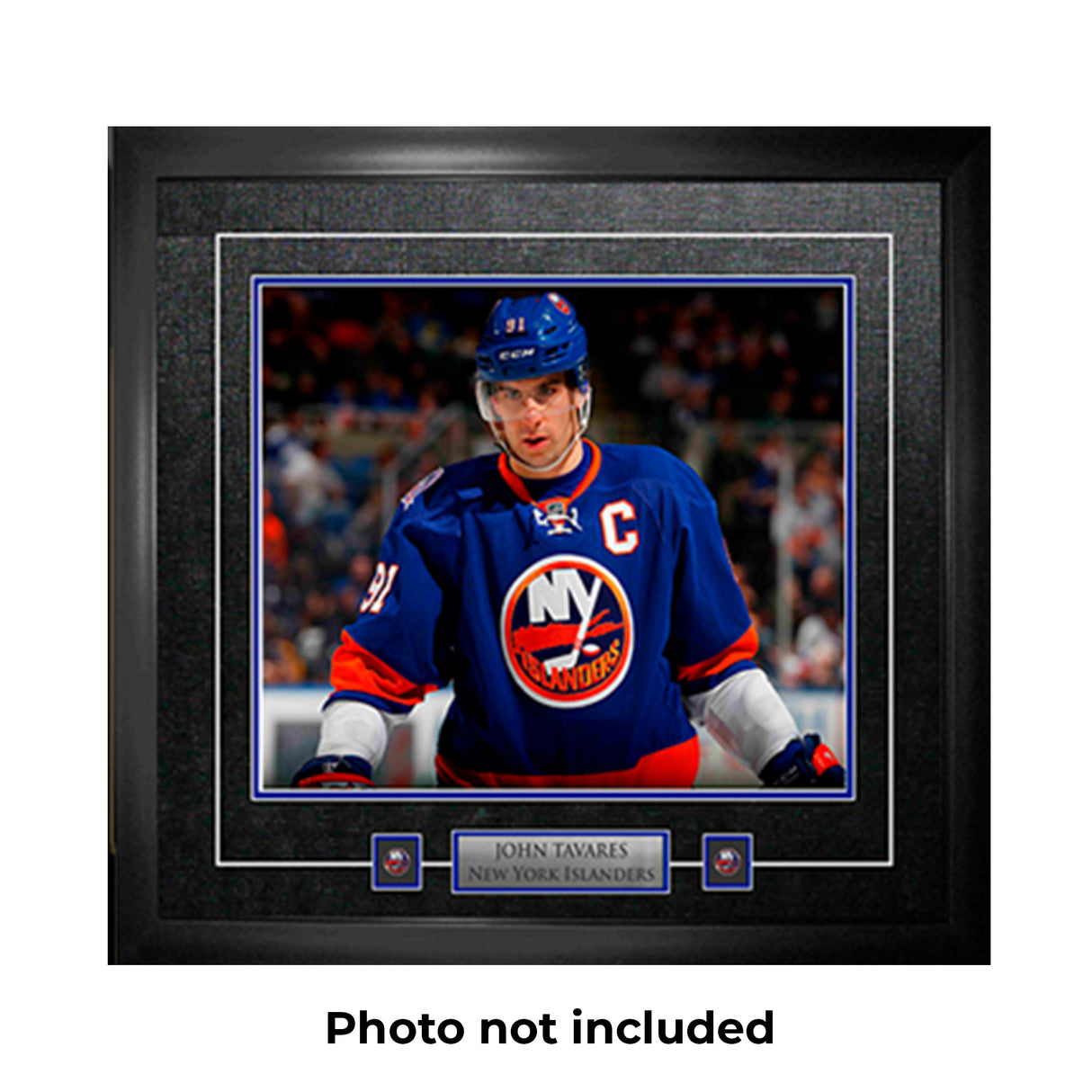 11x14" Photo framed w/ pin and plate at bottom - Frameworth Sports Canada