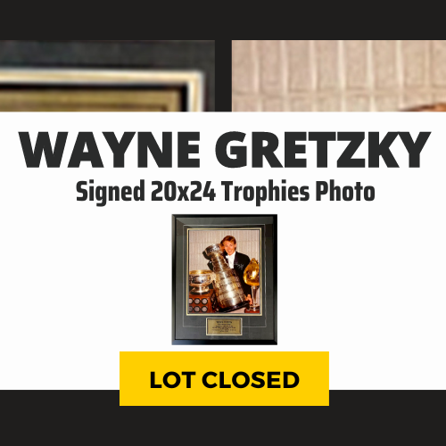 Wayne Gretzky Signed Framed 20x24 Posed with Trophies Photo (Limited Edition 24/299)