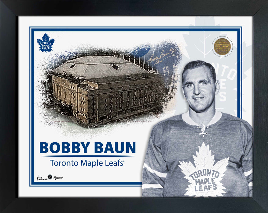 Bobby Baun Embedded Signature 16x20 PhotoGlass Frame Maple Leafs