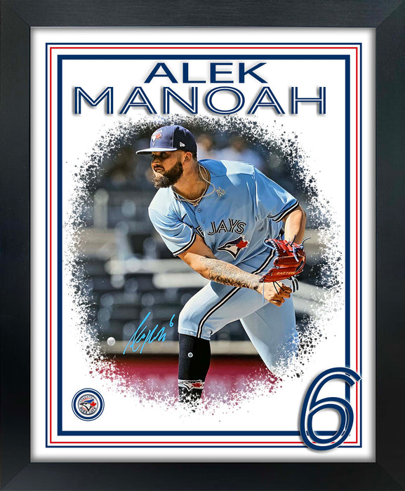 Alek Manoah Embedded Signature 18x22 PhotoGlass Frame Blue Jays - Frameworth Sports Canada 