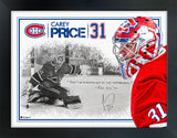 Carey Price Signed Print PhotoGlass Frame Canadiens - Frameworth Sports Canada 