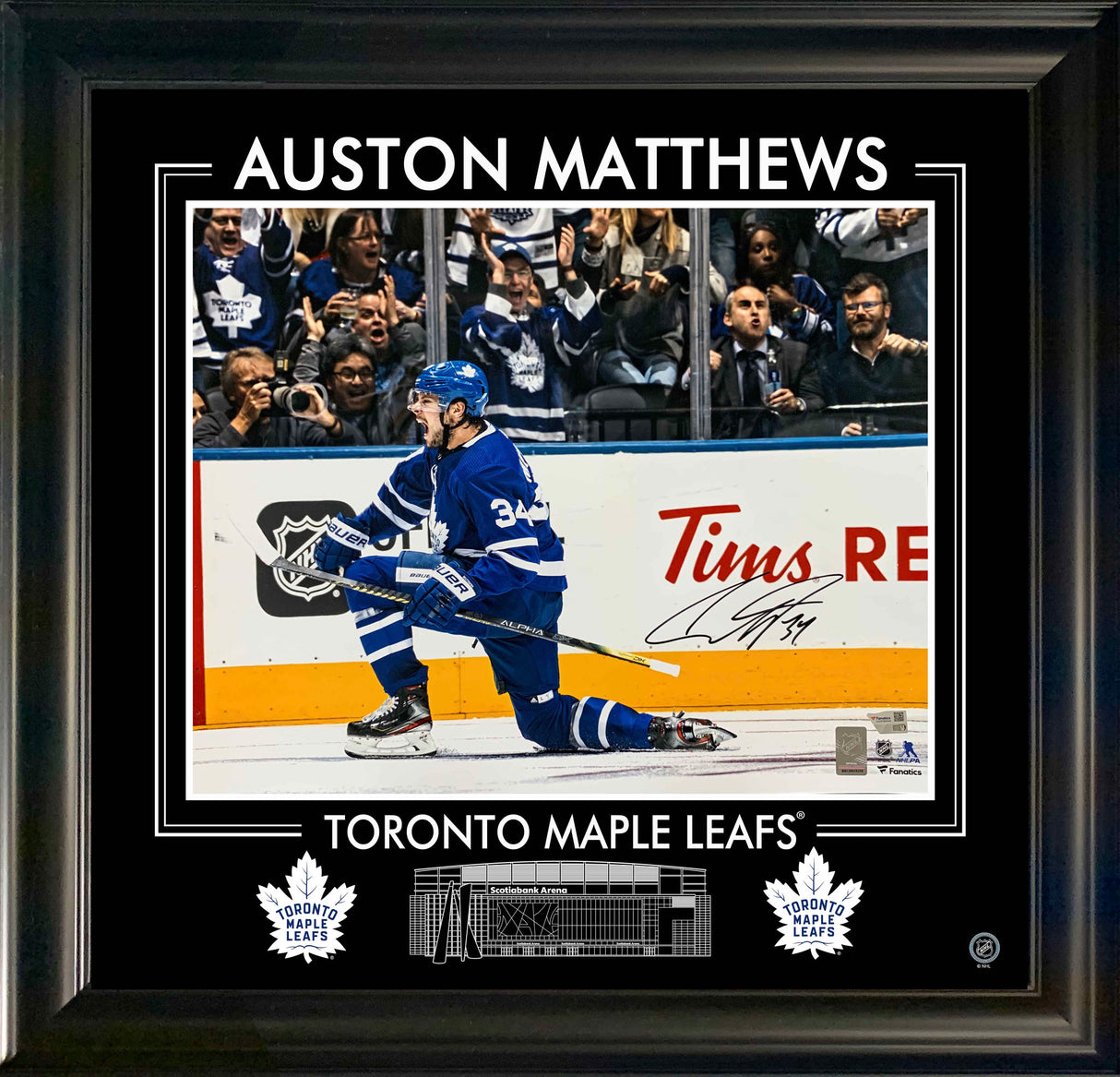 Auston Matthews Signed 16x20 Etched Mat Toronto Maple Leafs Celebration-H