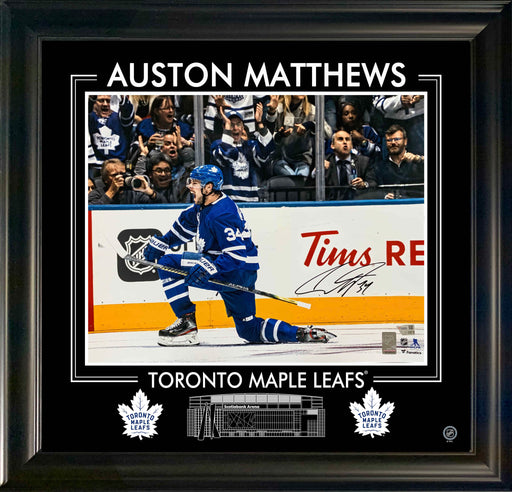 Auston Matthews Signed 16x20 Etched Mat Toronto Maple Leafs Celebration-H - Frameworth Sports Canada 