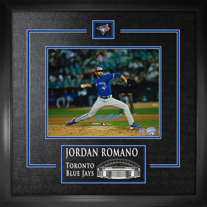 Jordan Romano Signed 8x10 Etched Mat Photo Blue Jays Light Blue Wind Up Front View-H