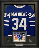 Auston Matthews Signed Framed Jersey Toronto Maple Leafs Fanatics Blue