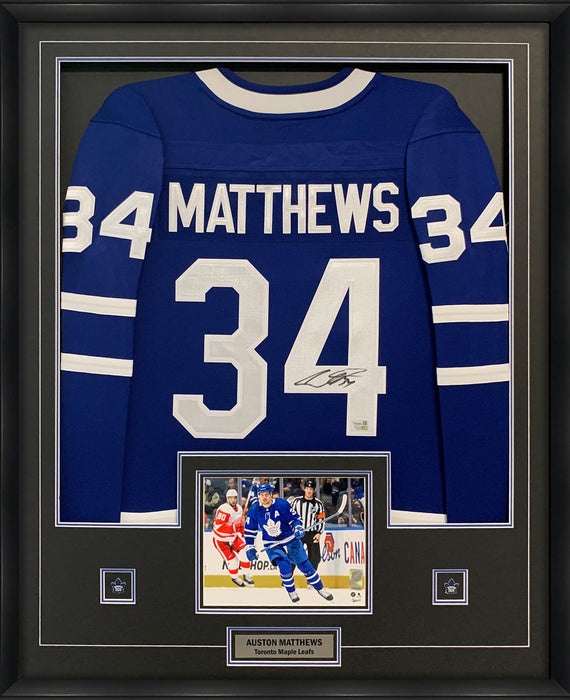 Auston Matthews Signed Framed Jersey Toronto Maple Leafs Fanatics Blue - Frameworth Sports Canada 