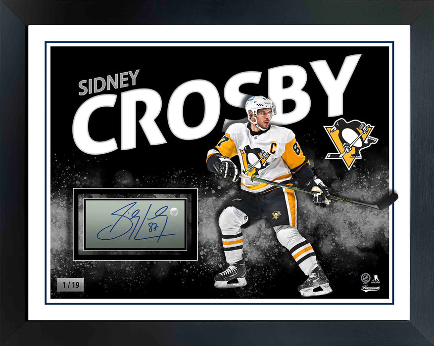 Sidney Crosby Embedded Signature 16x20 PhotoGlass Frame Penguins (Limited Edition of 19)