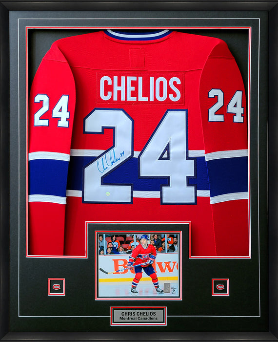 Chris Chelios Signed Framed Jersey Canadiens Fanatics Vintage Red - Frameworth Sports Canada 