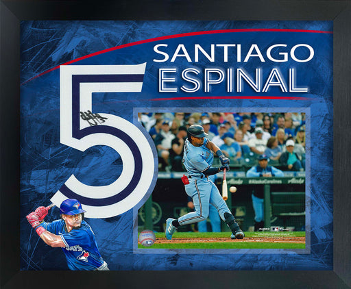 Santiago Espinal Signed Number Frame with PhotoGlass Blue Jays - Frameworth Sports Canada 