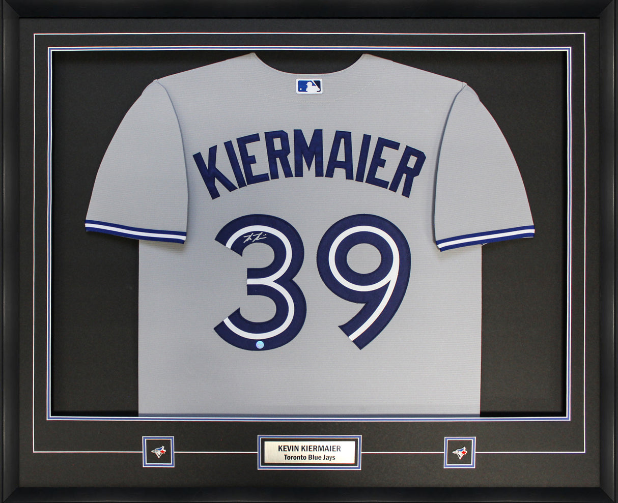 Kevin Kiermaier Signed Framed Jersey Toronto Blue Jays Grey Nike Replica - Frameworth Sports Canada 