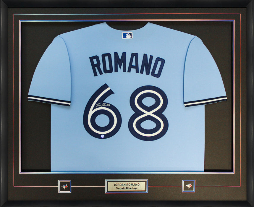 Jordan Romano Signed Jersey Framed Blue Jays Powder Blue Nike Replica