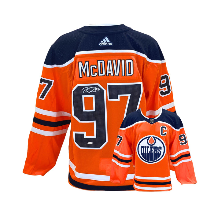 Connor McDavid Signed Jersey Oilers Orange Adidas