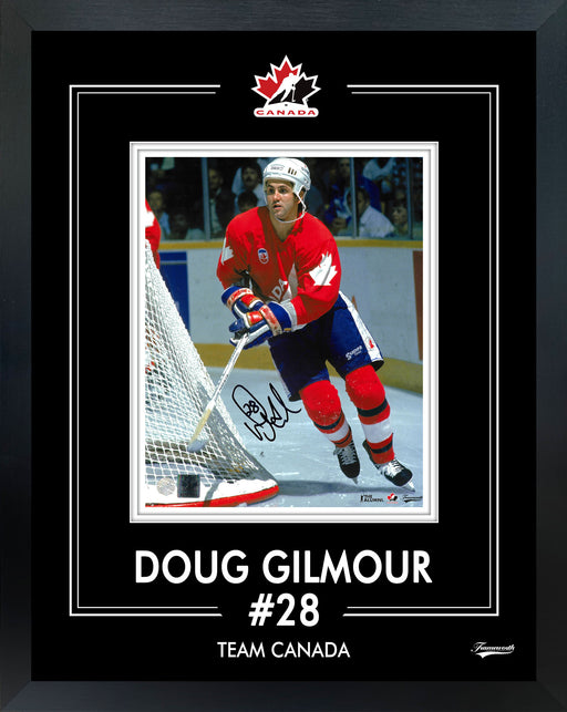 Doug Gilmour Signed 8x10 PhotoGlass Frame Canada Cup Red-V Skating - Frameworth Sports Canada 