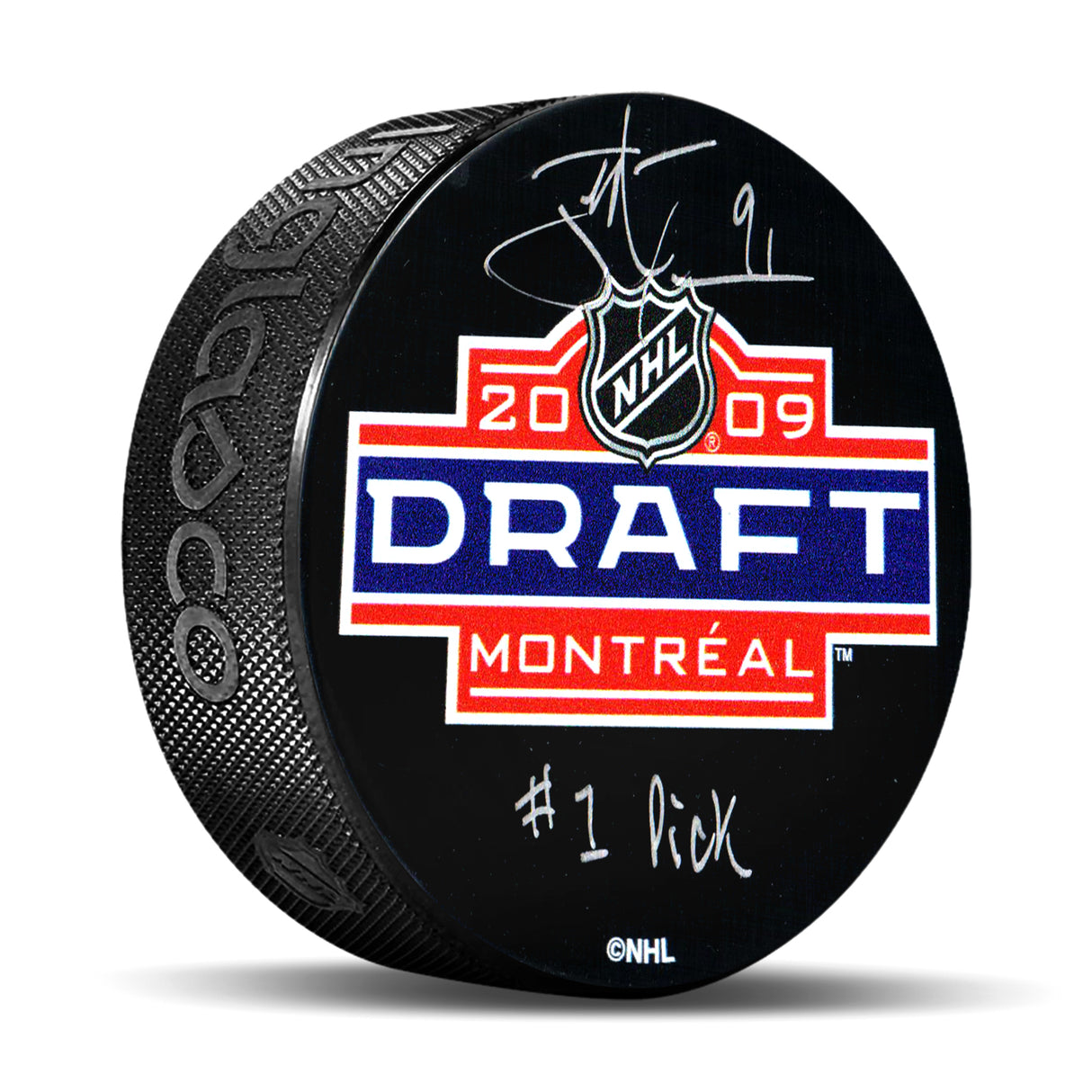 John Tavares Signed 2009 NHL Draft Puck with "1st Pick" Inscribed