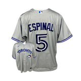 Santiago Espinal Signed Toronto Blue Jays Replica Nike Grey Jersey