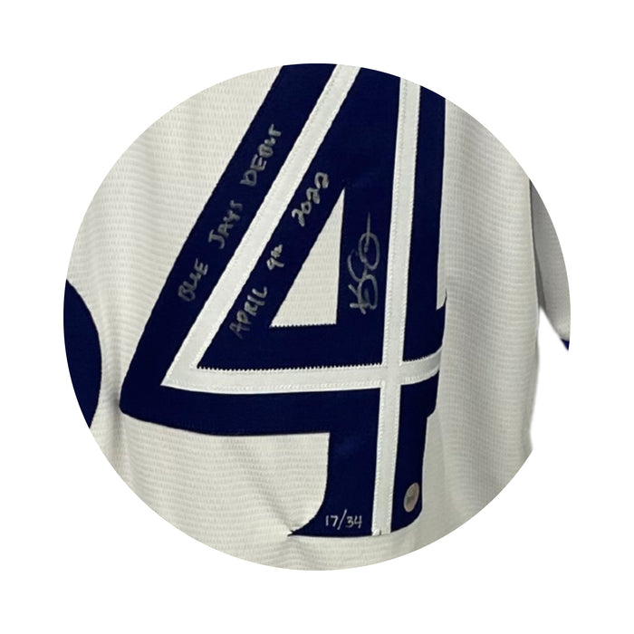 Kevin Gausman Signed Toronto Blue Jays Replica Nike White Jersey Inscribed with "Blue Jays Debut" "April 9th 2022" (Limited Edition of 34) - Frameworth Sports Canada 