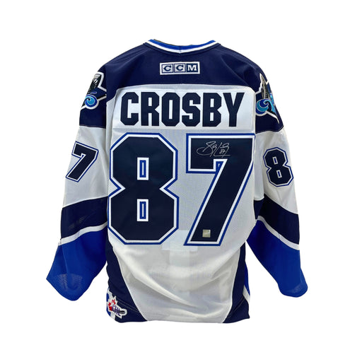 Sidney Crosby autographed jersey framed with Winnipeg Jets vs