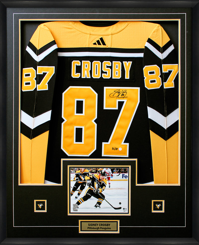 Sidney Crosby Signed Jersey Framed Penguins 2022 Reverse Retro Adidas Black (Limited Edition of 87) - Frameworth Sports Canada 