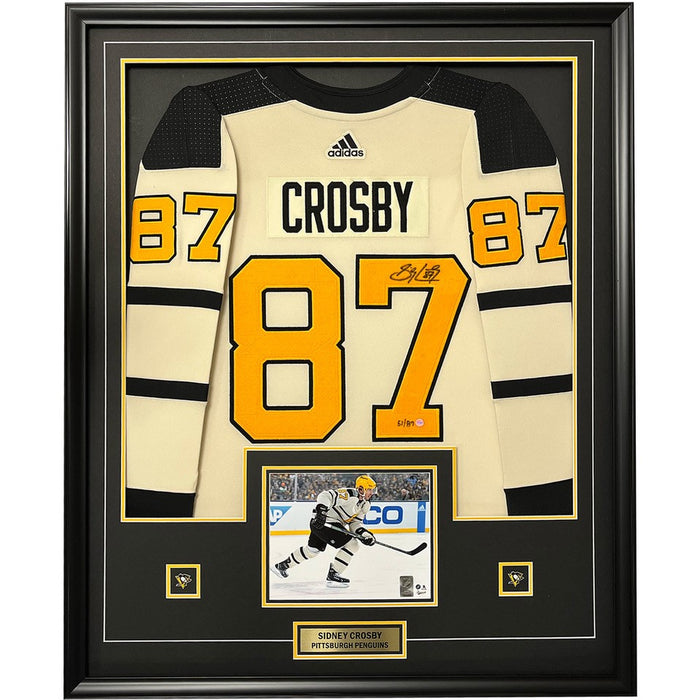 Sidney Crosby Signed Jersey Framed Penguins Cream 2023 Winter Classic Adidas (Limited Edition of 87)