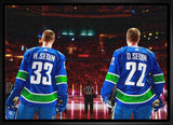 Henrik Sedin and Daniel Sedin 20x29 Framed Canvas Canucks Anthem-H