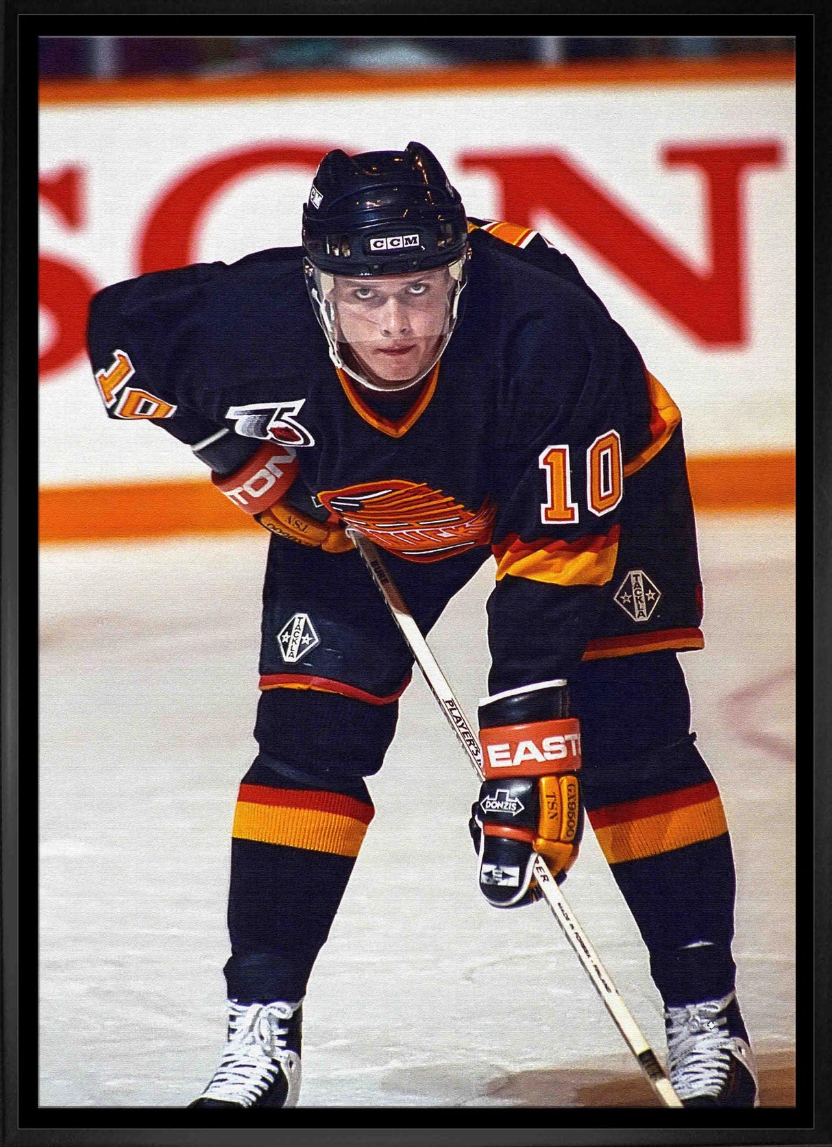 Pavel Bure 20x29 Framed Canvas Canucks Face-Off-V