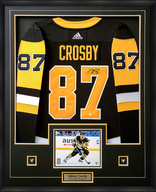 Sidney Crosby Signed Jersey Framed Penguins Black Adidas with 8x10-H (Frm-Jers-6) - Frameworth Sports Canada 