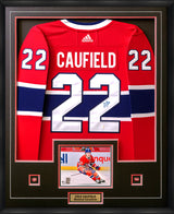 Cole Caufield Signed Jersey Framed Canadiens Red Adidas with 8x10-H