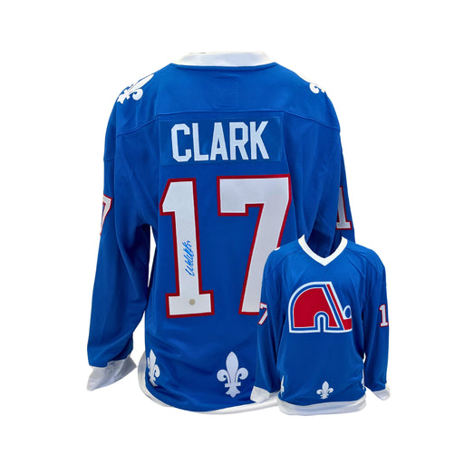 Wendel Clark Signed Jersey Nordiques Fanatics Vintage Blue - Frameworth Sports Canada 